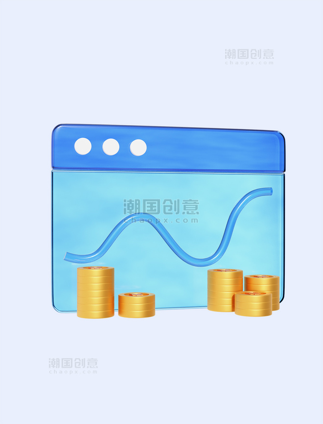 立体玻璃金融理财数据上升商务办公蓝色元素