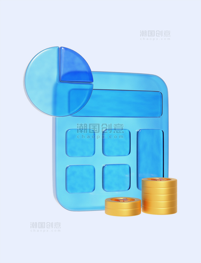 玻璃金融理财投资商务办公蓝色元素