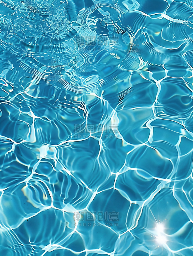 创意夏天干净清新游泳池蓝色水波纹水面