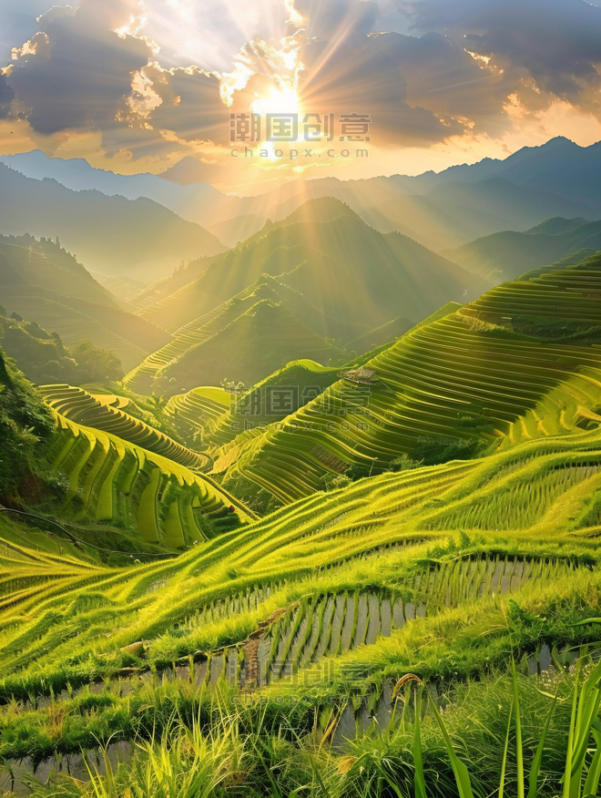 创意农业桂林龙脊梯田金坑梯田中国优雅美丽风景