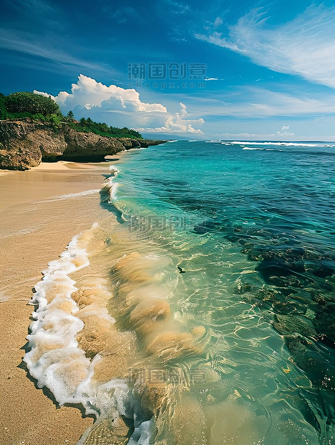 创意大海沙滩旅游风景夏天巴厘岛海平面摄影图
