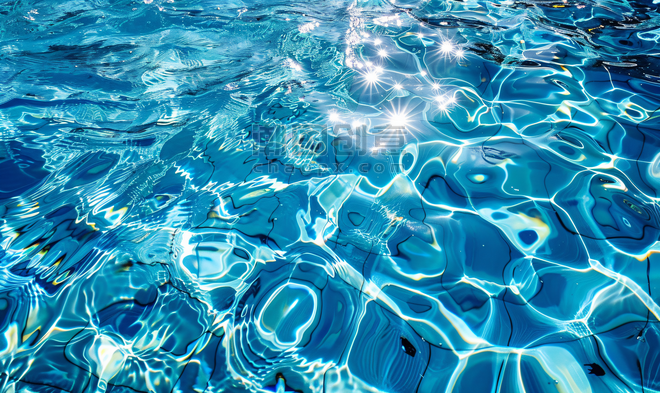 创意夏天水面游泳池蓝色水波纹