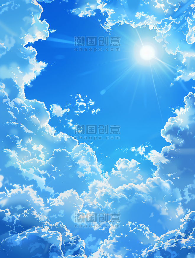 创意蓝天白云阳光灿烂蓝天与云和太阳云海