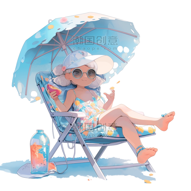 创意夏季夏天遮阳旅游度假遮阳伞乘凉椅乘凉