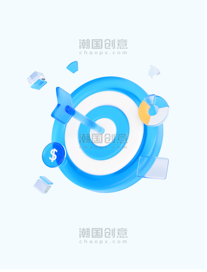 3d玻璃目标商务办公金融蓝色icon