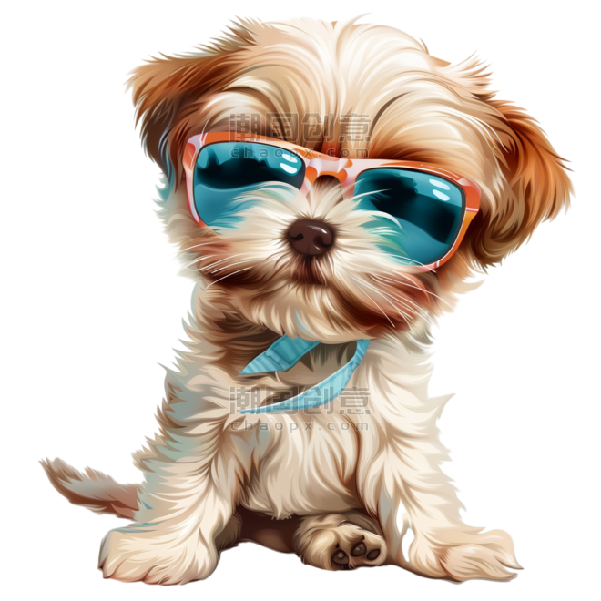 创意小狗墨镜卡通夏天旅游动物宠物元素