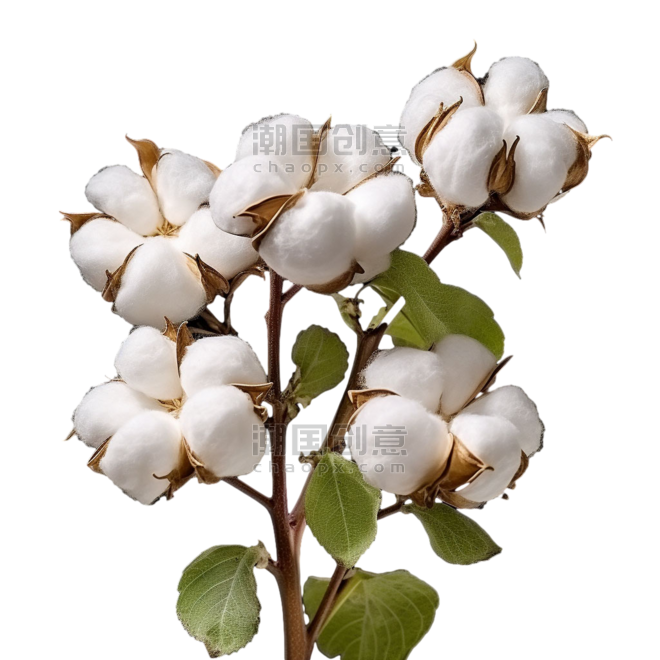 创意棉花植物元素农作物免抠图案