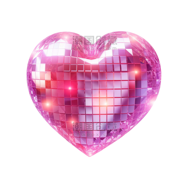 创意水晶爱心元素粉色晶格炫彩免抠图案