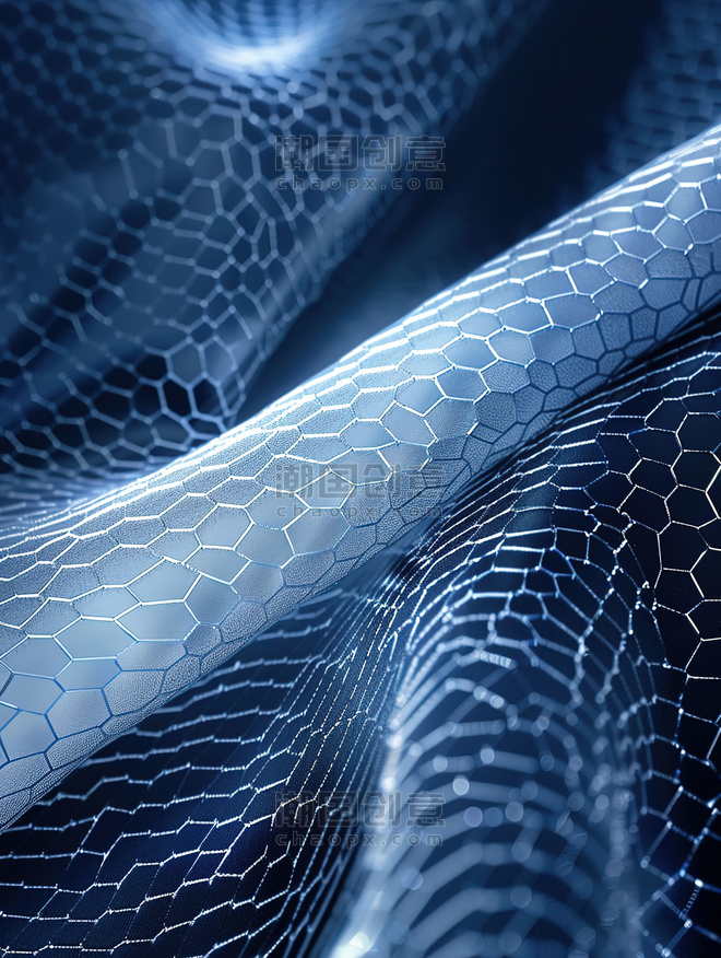 创意反光条的深蓝色编织物材料面料透气网状结构