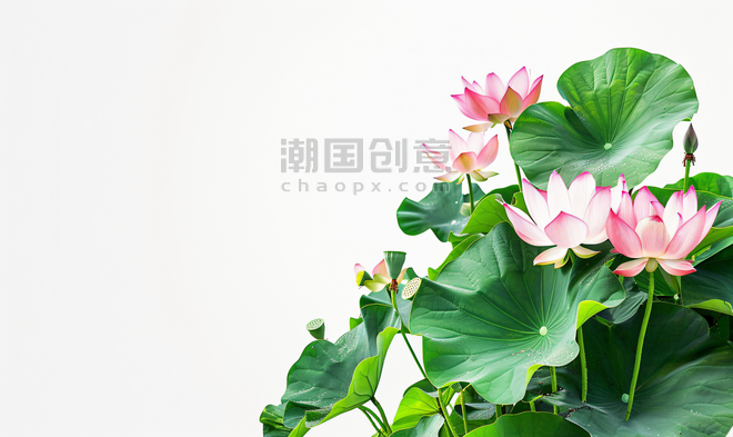 创意花朵荷花荷叶夏天夏季花朵植物文艺清新背景摄影图