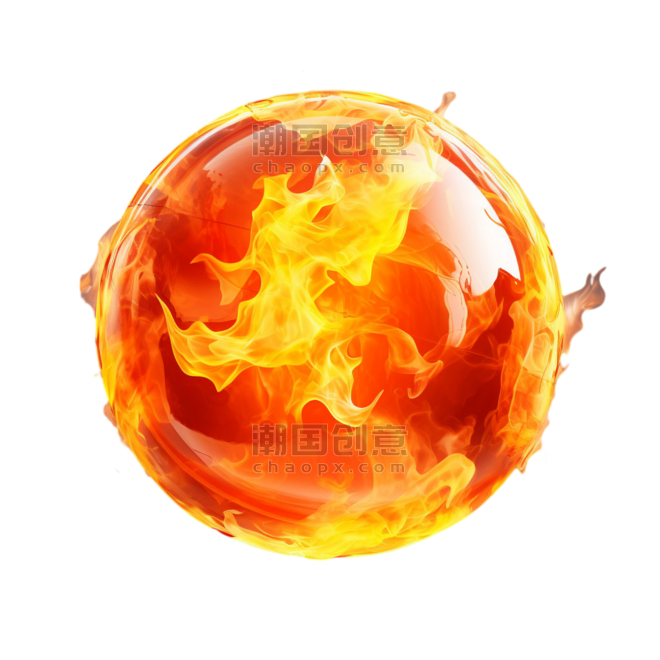 创意火球水晶元素游戏元素火免抠图案
