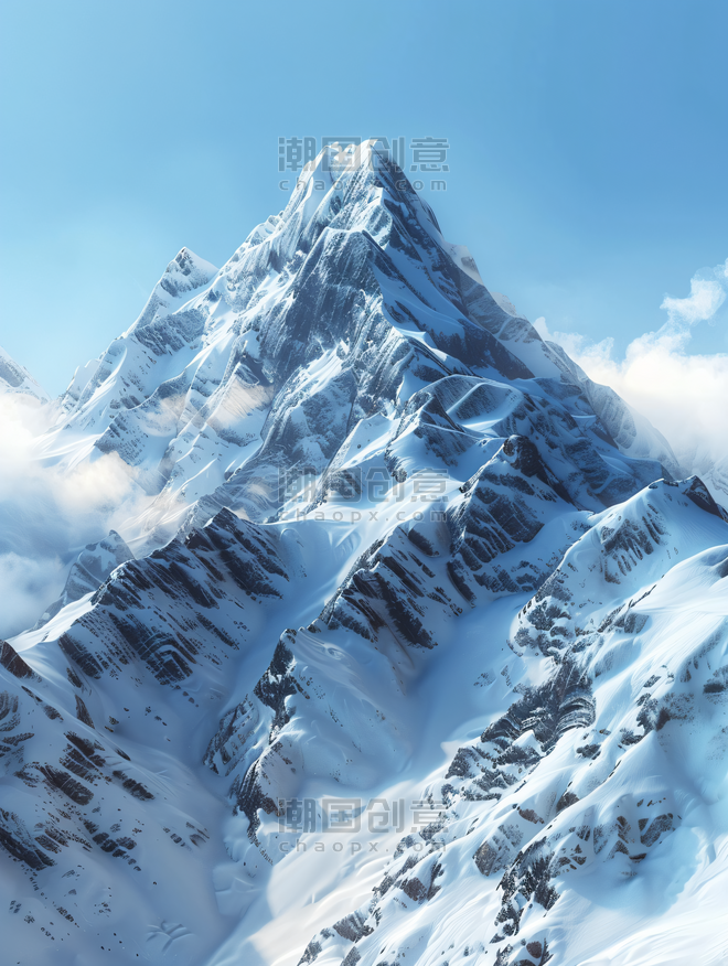 雪山高山冬天冬季山峰珠穆朗玛峰风景