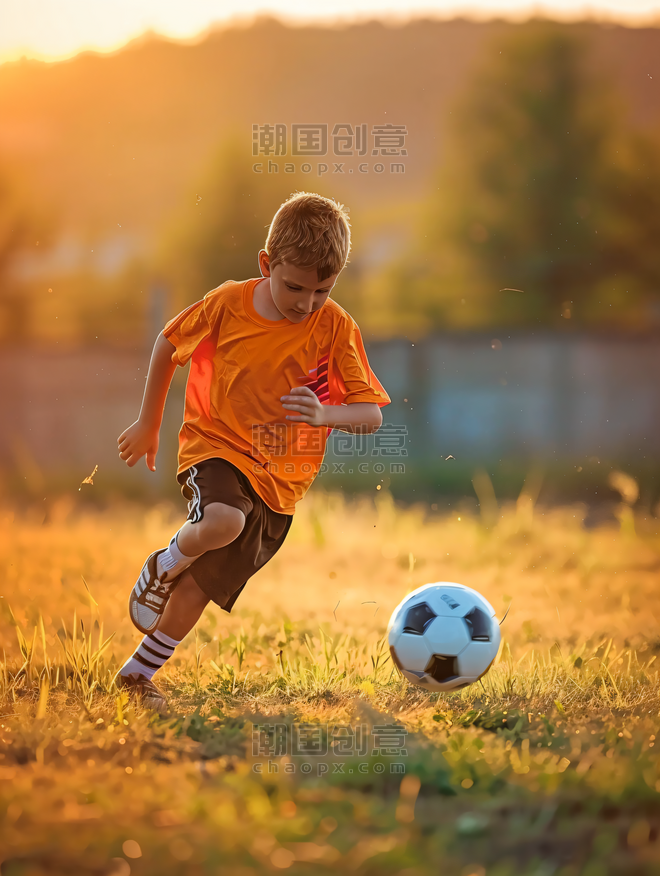 创意男孩踢足球足球青少年足球足球人物运动员