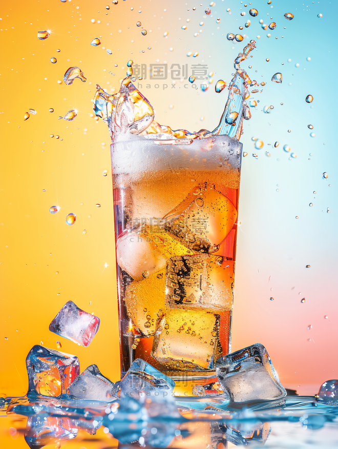 夏天可乐清凉创意夏日冰块啤酒冷饮摄影图