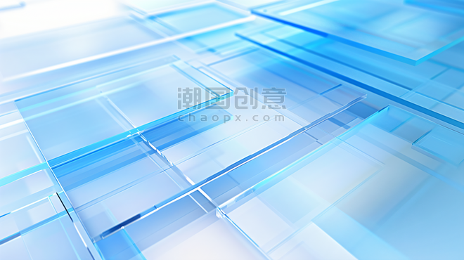 蓝色大气企业宣传商务流体玻璃抽象几何流体背景68