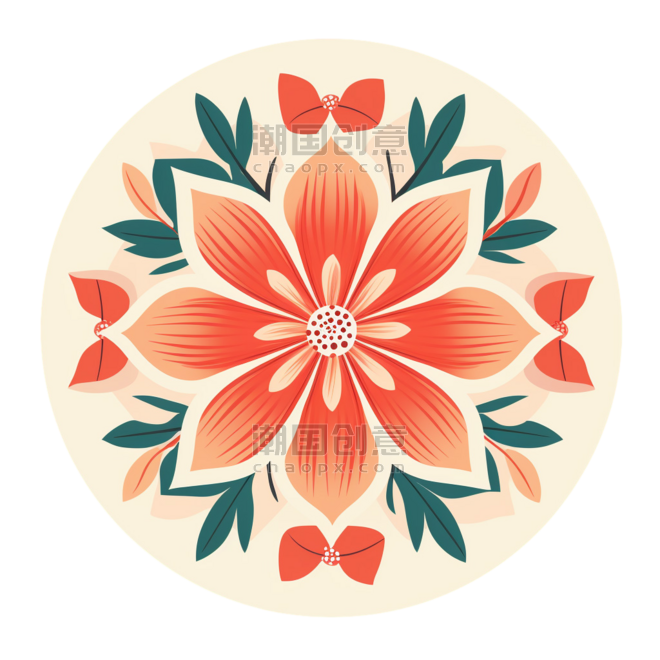 创意色彩中国风底纹花朵花状元素免抠图案