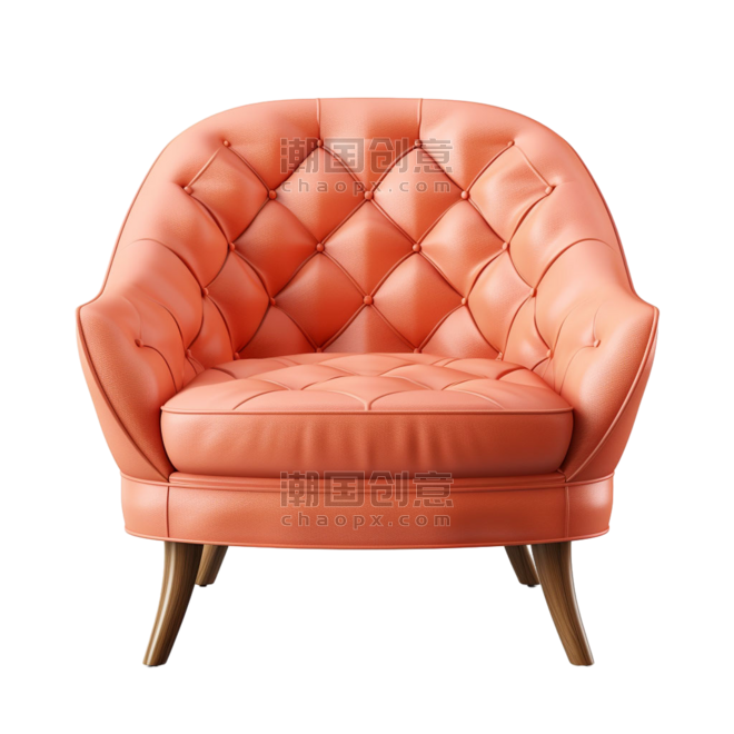 创意真皮沙发粉色家具椅子元素立体免抠图案