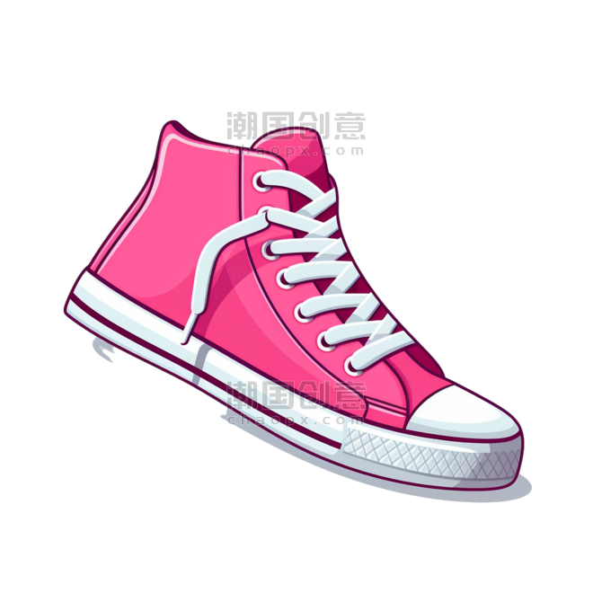 创意粉色鞋子元素免抠图案帆布鞋