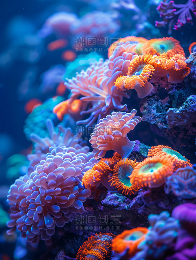 创意夏天海底世界海洋生物海洋大海潜水高清珊瑚礁海葵