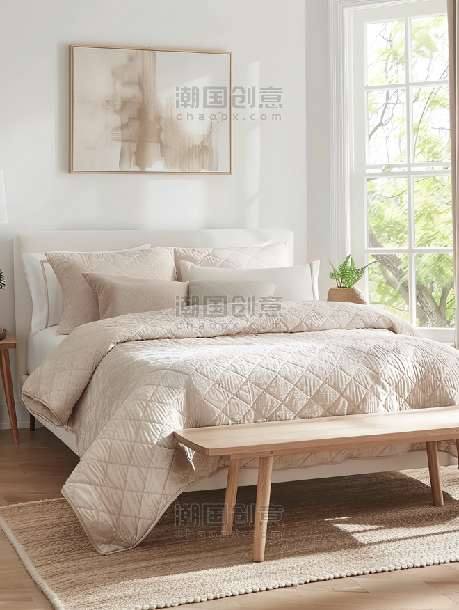 创意主卧家装床上用品卧室柔软被套高清摄影图