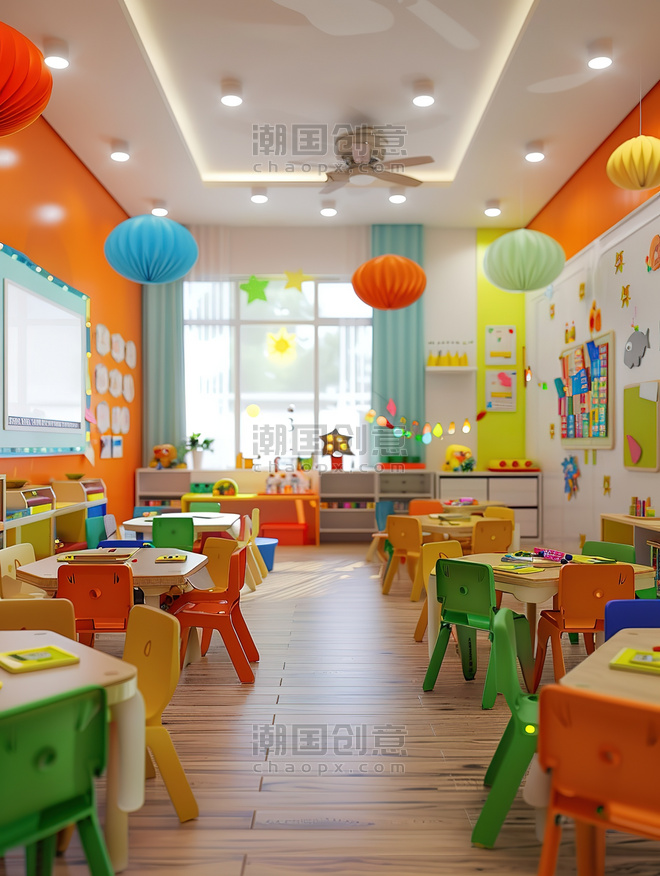 创意明亮多彩的儿童教室高清图片