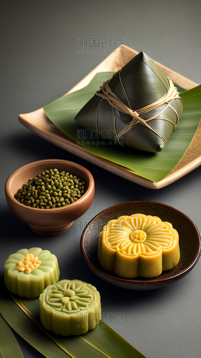 创意粽子粽叶端午节餐饮美食传统食物