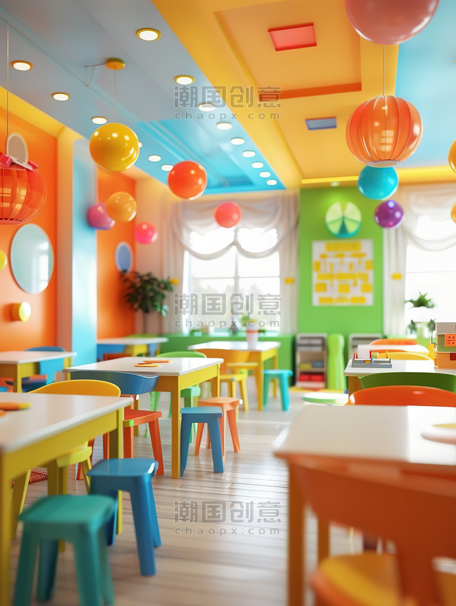 创意明亮多彩的儿童教室照片