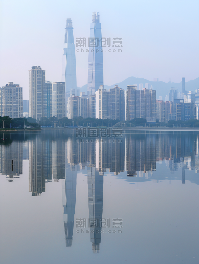 创意深圳城市建筑风光全景城市都市商务建筑风景