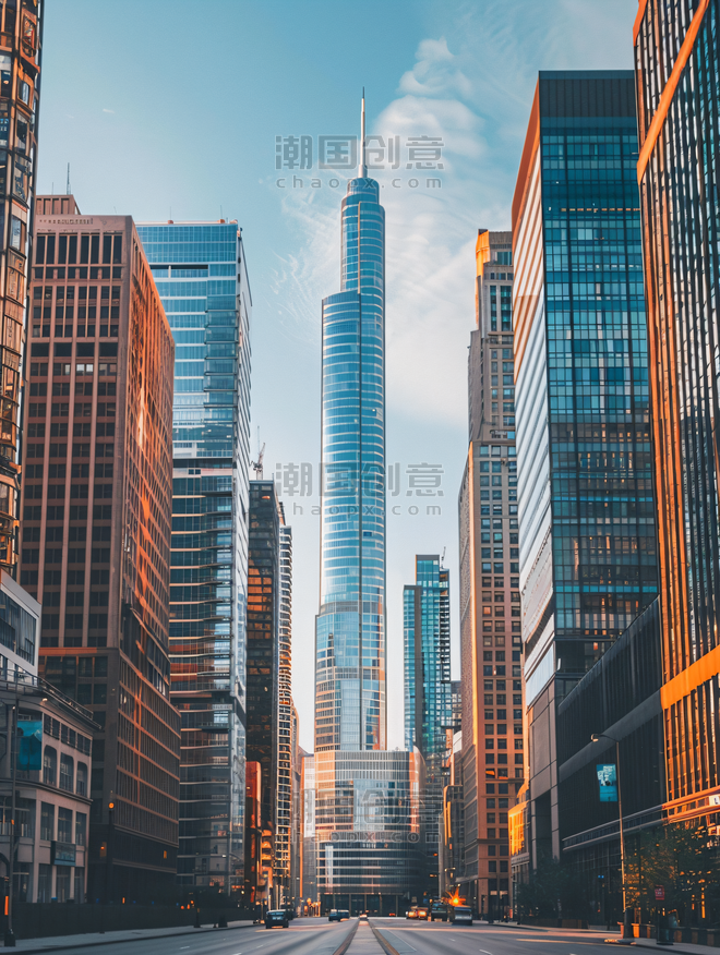 创意CBD新城雄伟的高楼大厦城市都市摩天大楼办公楼