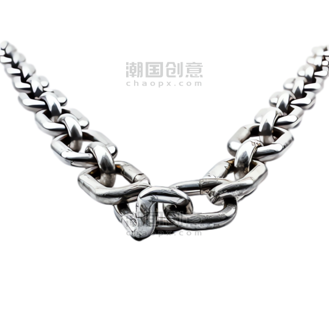 创意银色铁链工业锁链元素立体免抠图案