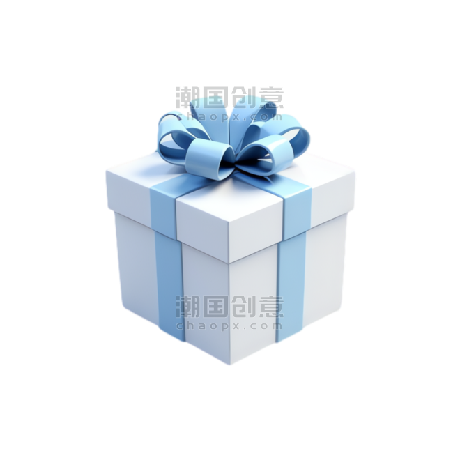 创意蓝色礼盒元素礼物免抠图案