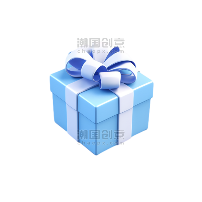 创意蓝色礼盒元素礼物立体免抠图案
