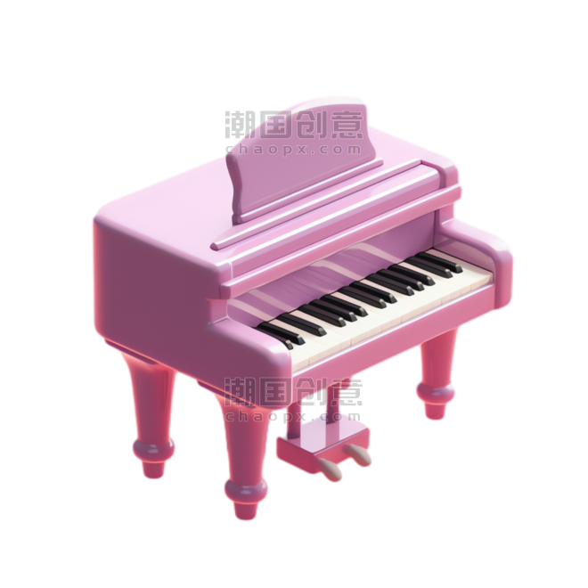 创意粉色钢琴乐器音乐元素立体免抠图案
