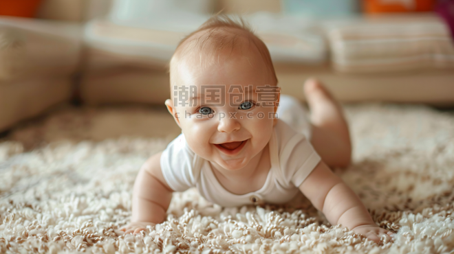 幼儿母婴人像趴在地毯上的婴儿摄影3