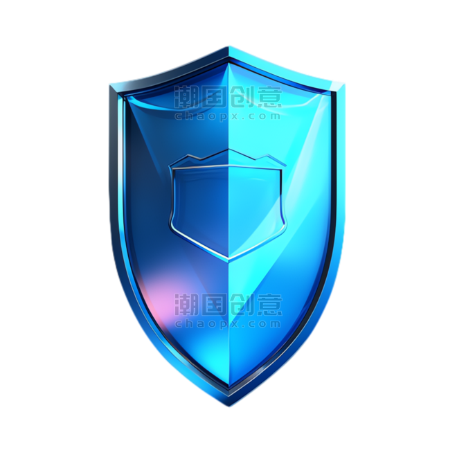创意蓝色护甲元素商务办公科技盾牌保护安立体免抠图案