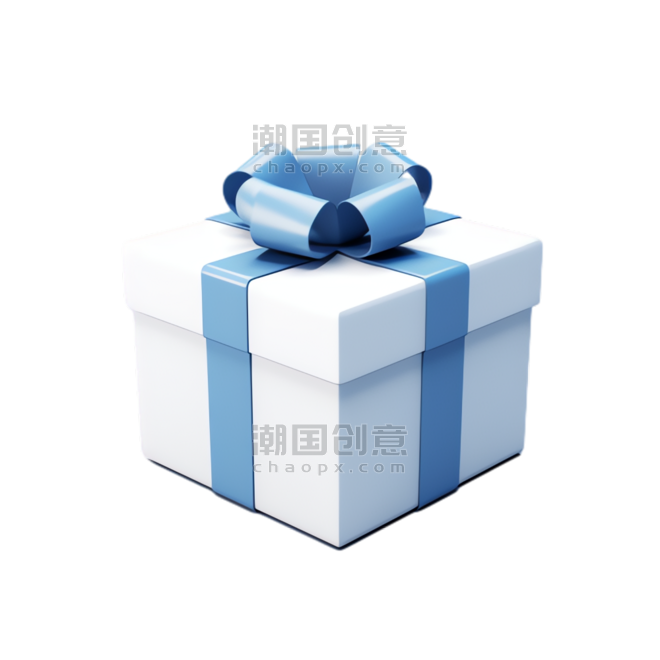 创意蓝色礼盒元素立体礼物免抠图案
