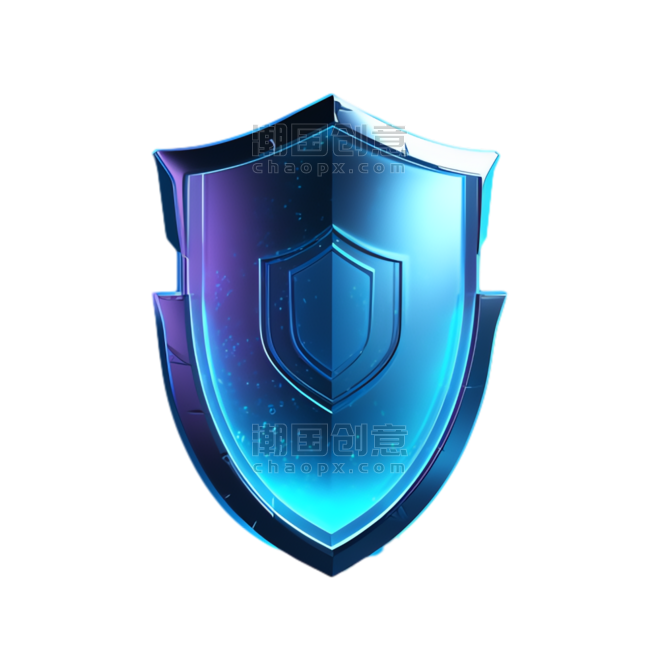 创意蓝色护甲元素商务办公科技盾牌保护安免抠图案