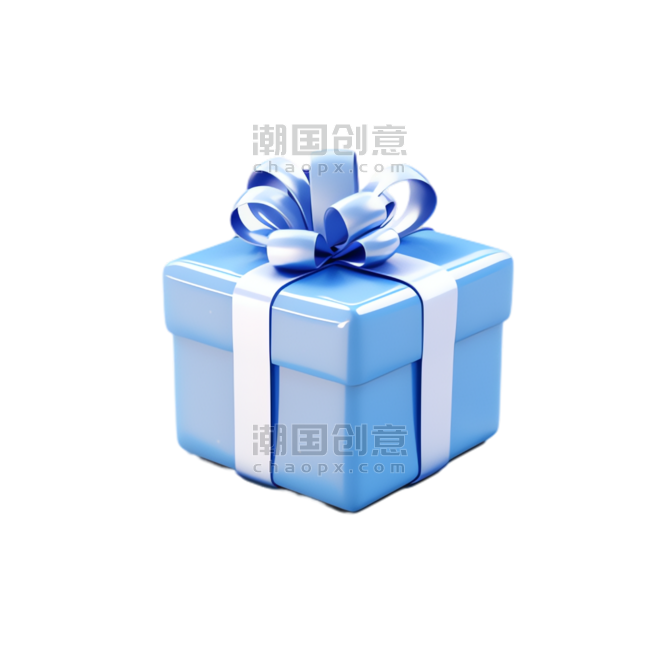 蓝色礼盒元素礼物立体免抠图案