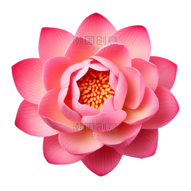 创意粉色莲花元素立体免抠夏天夏季荷花植物图案