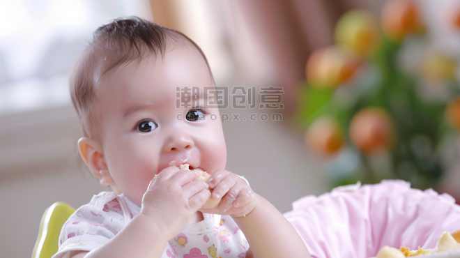 亲子母婴人像正在吃饭的婴儿摄影3