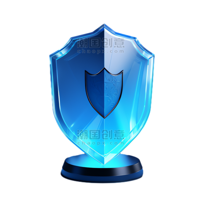 创意蓝色护甲元素商务办公科技盾牌保护安立体免抠图案