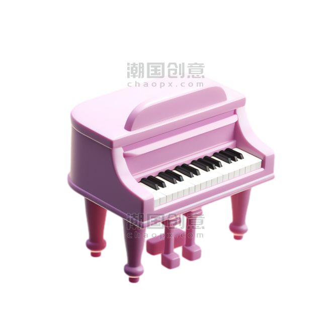 创意粉色乐器音乐钢琴元素立体免抠图案