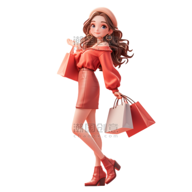 创意618购物狂欢节人物优雅女士女性3D形象