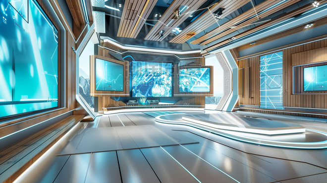创意科幻外太空航天空间站展台空间灯光合成创意素材背景