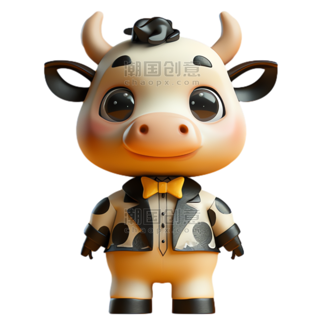 创意奶牛动物元素畜牧业乳制品立体免抠图案