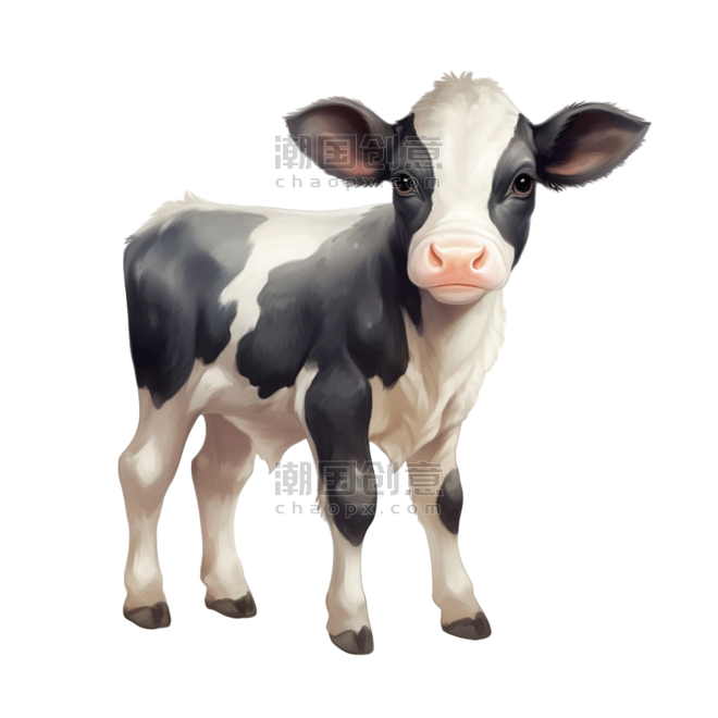 创意建模憨厚奶牛元素畜牧业乳制品立体免抠图案