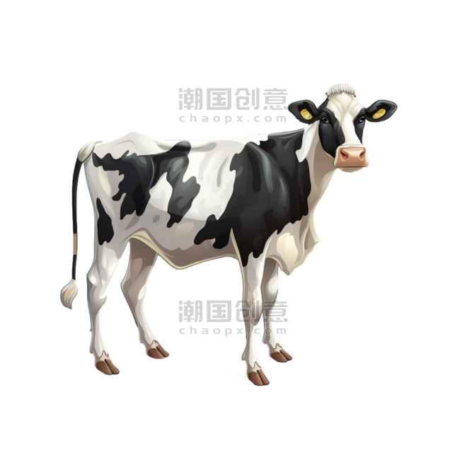 创意奶牛畜牧业乳制品动物牲畜免扣元素装饰素材