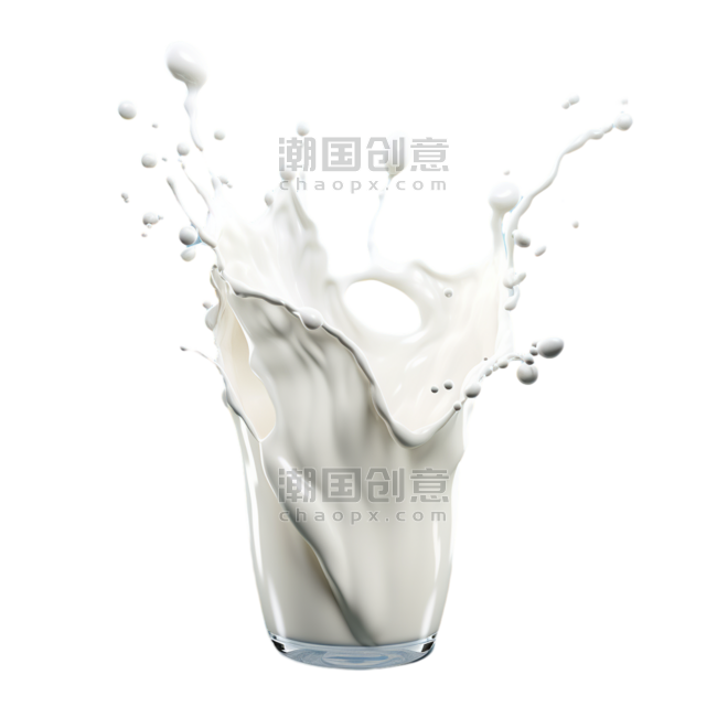 创意白色液体流动绽放乳制品奶制品液体元素