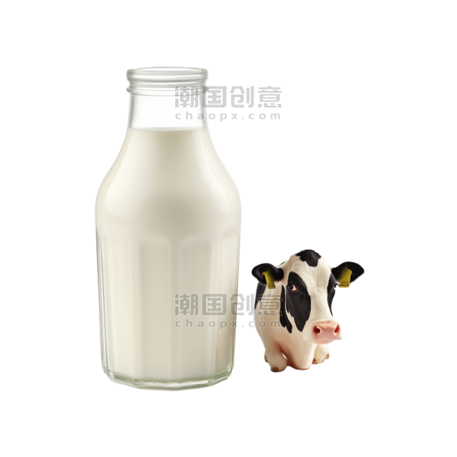 创意乳制品乳业奶制品鲜奶饮品牛奶牧场元素立体免抠图案