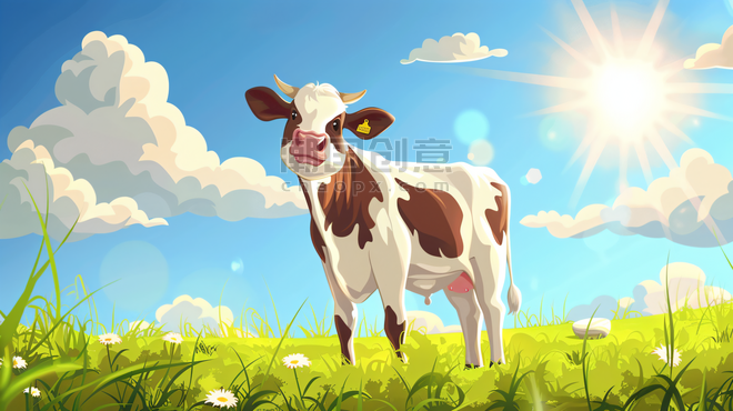 创意草原草场牧场畜牧业奶牛饲养插画10